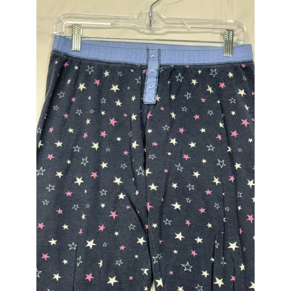 AQUA Women's Medium Navy Blue Star Pattern‎ Sleep-Wear Thermal Pajama Set